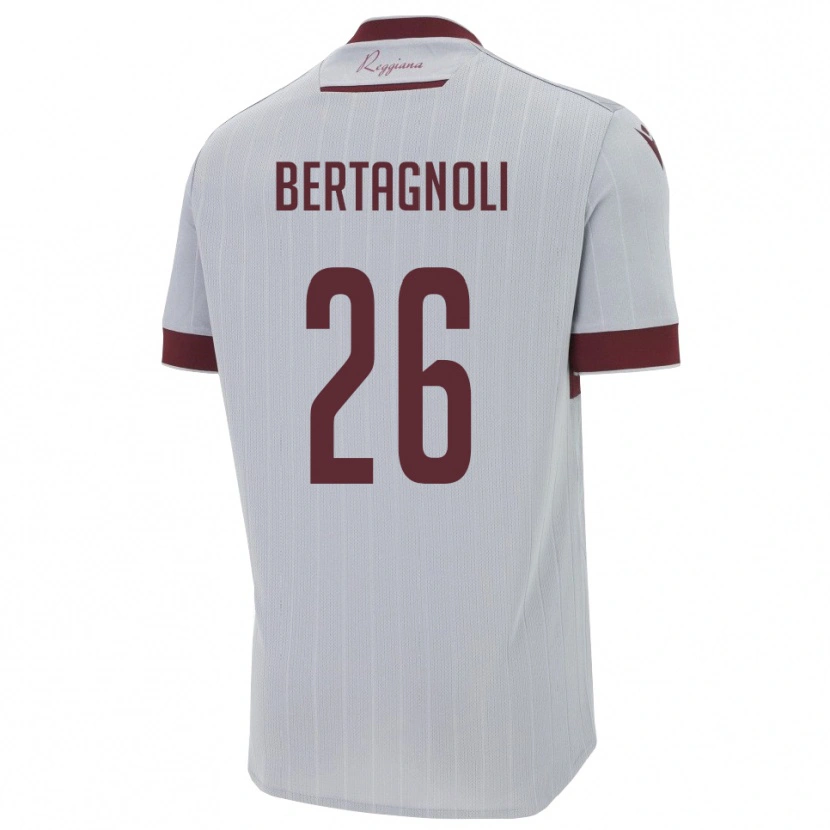 Danxen Bambino Maglia Massimo Bertagnoli #26 Borgogna Bianco Kit Gara Away 2025/26 Maglietta