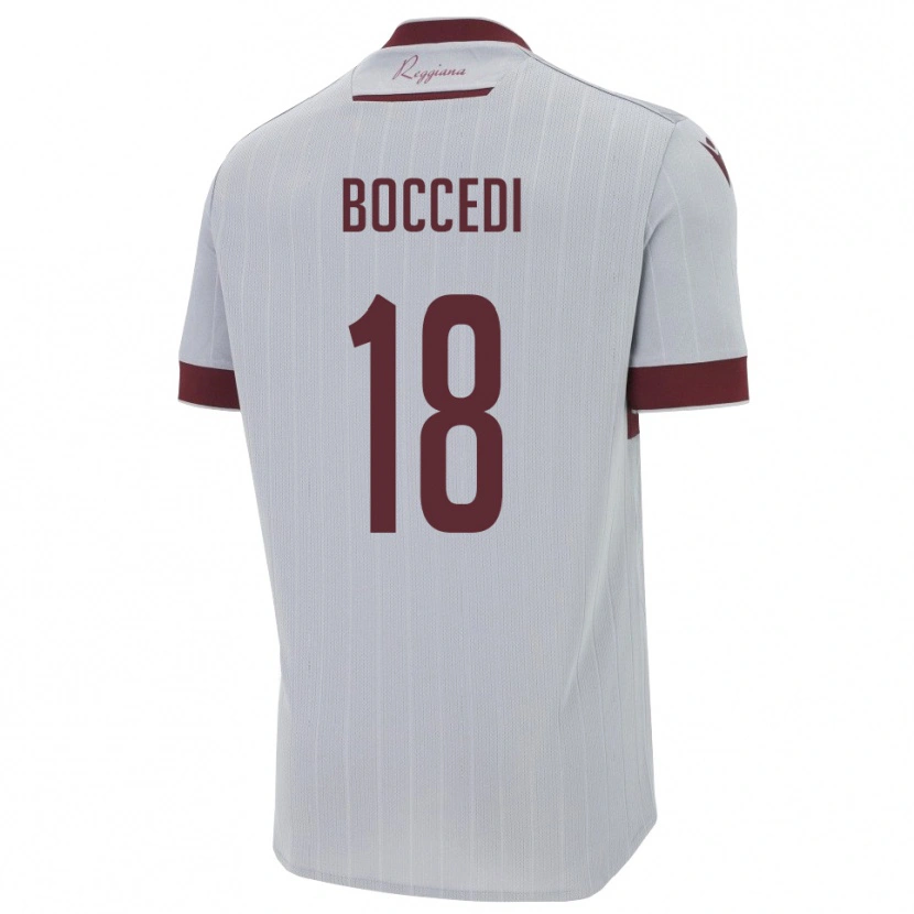 Danxen Bambino Maglia Alessandro Boccedi #18 Borgogna Bianco Kit Gara Away 2025/26 Maglietta