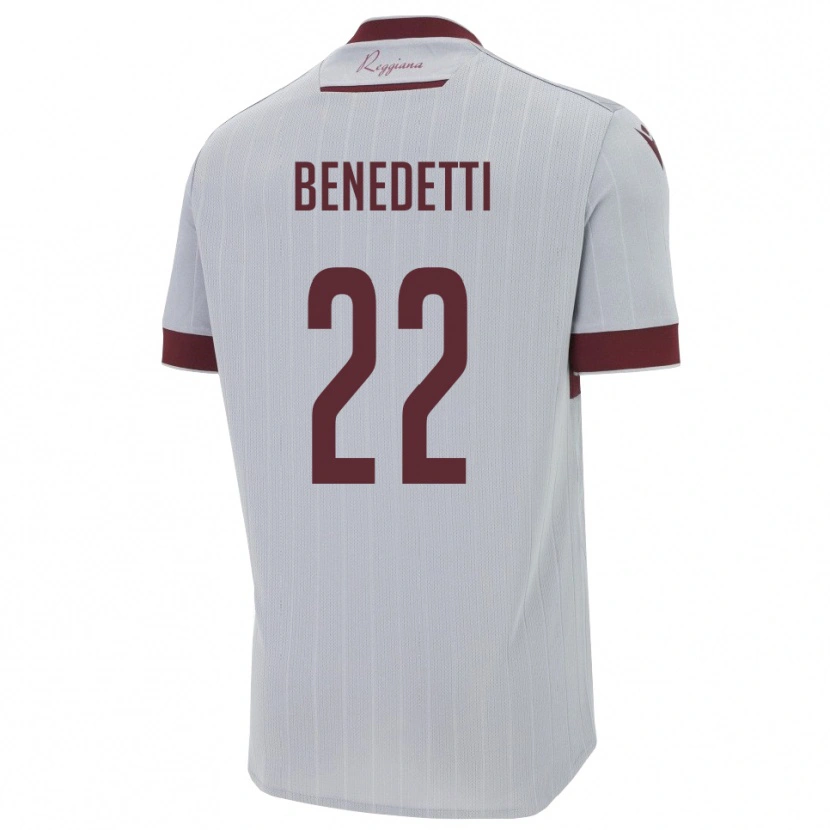 Danxen Bambino Maglia Samuele Benedetti #22 Borgogna Bianco Kit Gara Away 2025/26 Maglietta