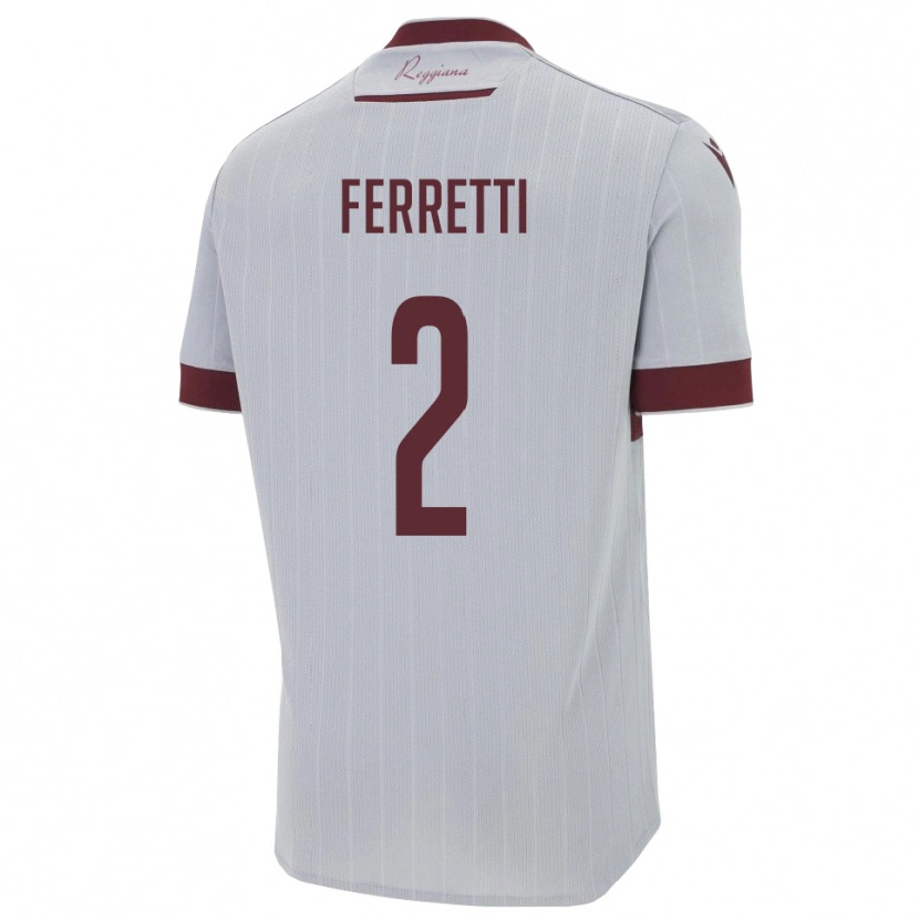 Danxen Bambino Maglia Nicolò Ferretti #2 Borgogna Bianco Kit Gara Away 2025/26 Maglietta