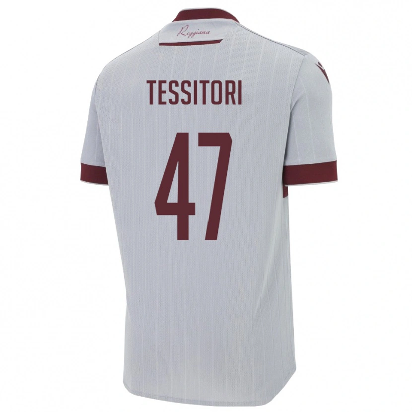 Danxen Bambino Maglia Matteo Tessitori #47 Borgogna Bianco Kit Gara Away 2025/26 Maglietta