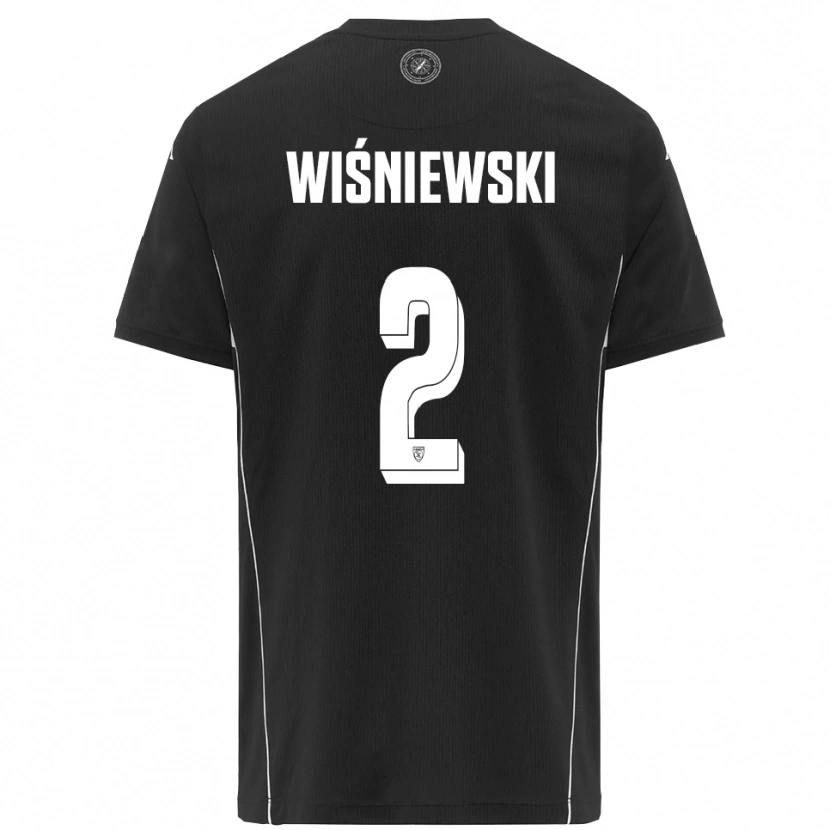 Danxen Bambino Maglia Przemysław Wiśniewski #2 Nero Bianco Kit Gara Away 2025/26 Maglietta