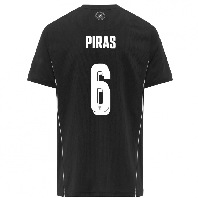 Danxen Bambino Maglia Filippo Piras #6 Nero Bianco Kit Gara Away 2025/26 Maglietta