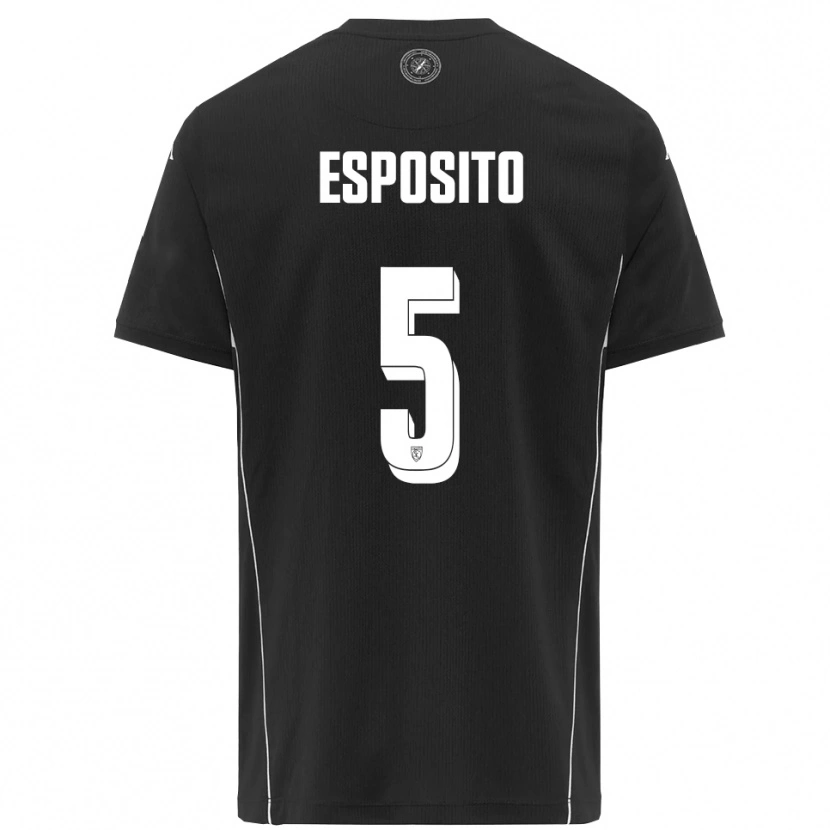 Danxen Bambino Maglia Salvatore Esposito #5 Nero Bianco Kit Gara Away 2025/26 Maglietta