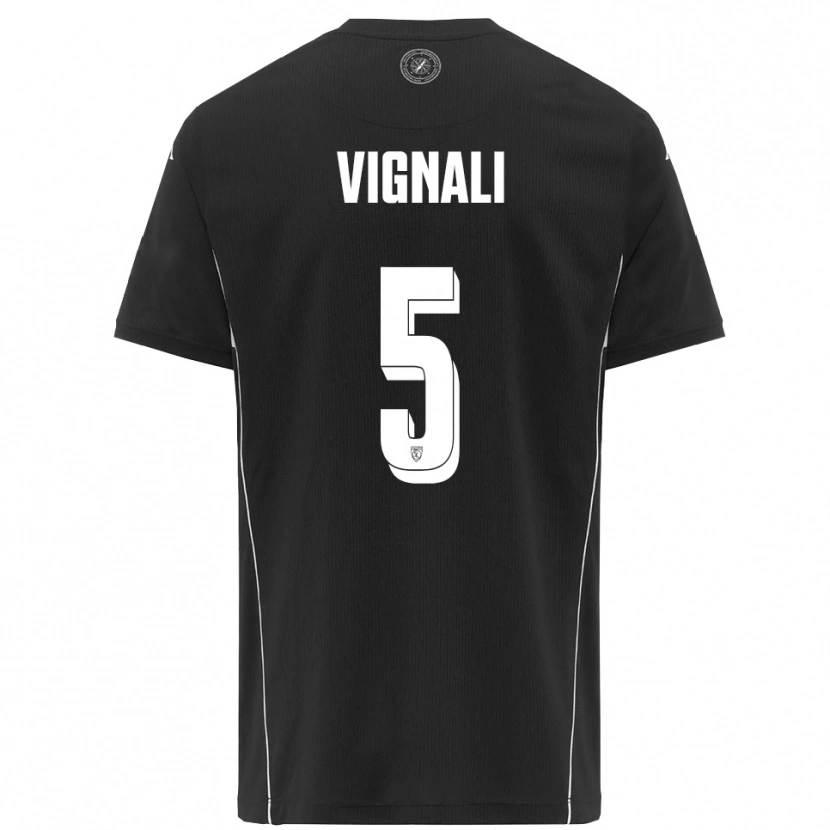 Danxen Bambino Maglia Diego Vignali #5 Nero Bianco Kit Gara Away 2025/26 Maglietta