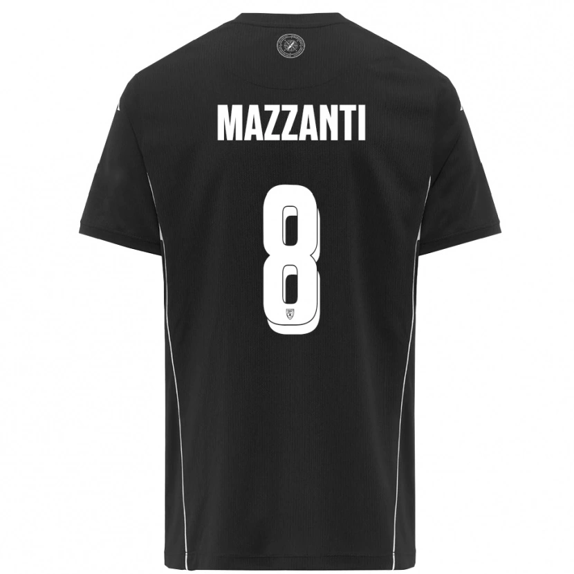 Danxen Bambino Maglia Tommaso Mazzanti #8 Nero Bianco Kit Gara Away 2025/26 Maglietta