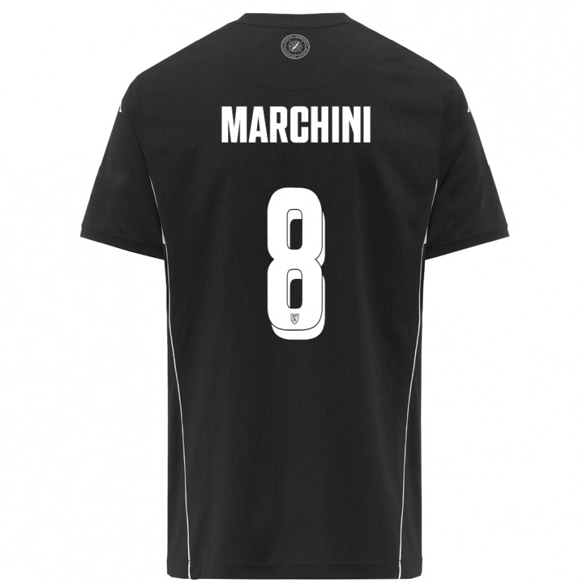 Danxen Bambino Maglia Mattia Marchini #8 Nero Bianco Kit Gara Away 2025/26 Maglietta