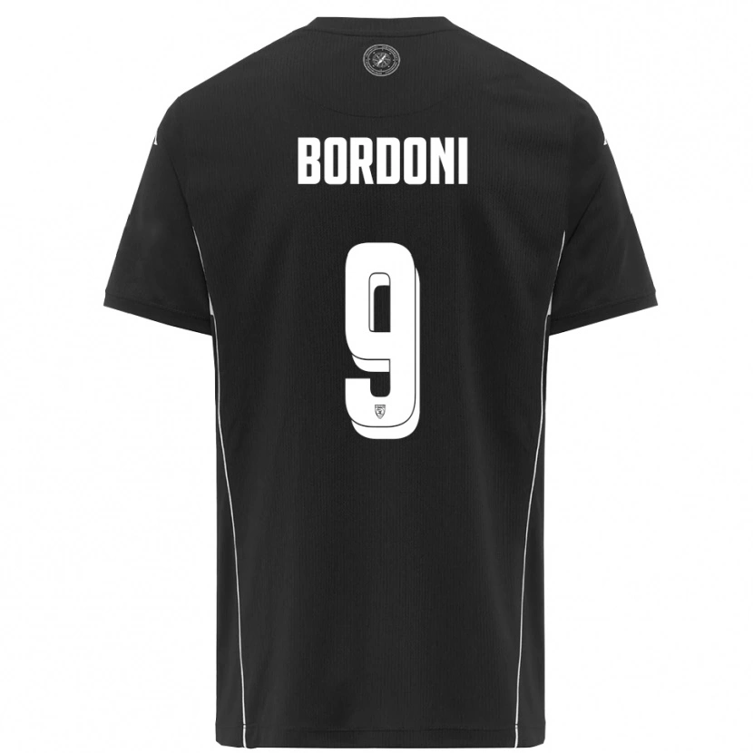 Danxen Bambino Maglia Cristian Bordoni #9 Nero Bianco Kit Gara Away 2025/26 Maglietta