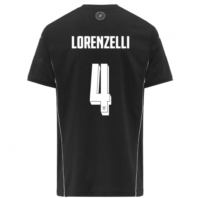 Danxen Bambino Maglia Emanuele Lorenzelli #4 Nero Bianco Kit Gara Away 2025/26 Maglietta