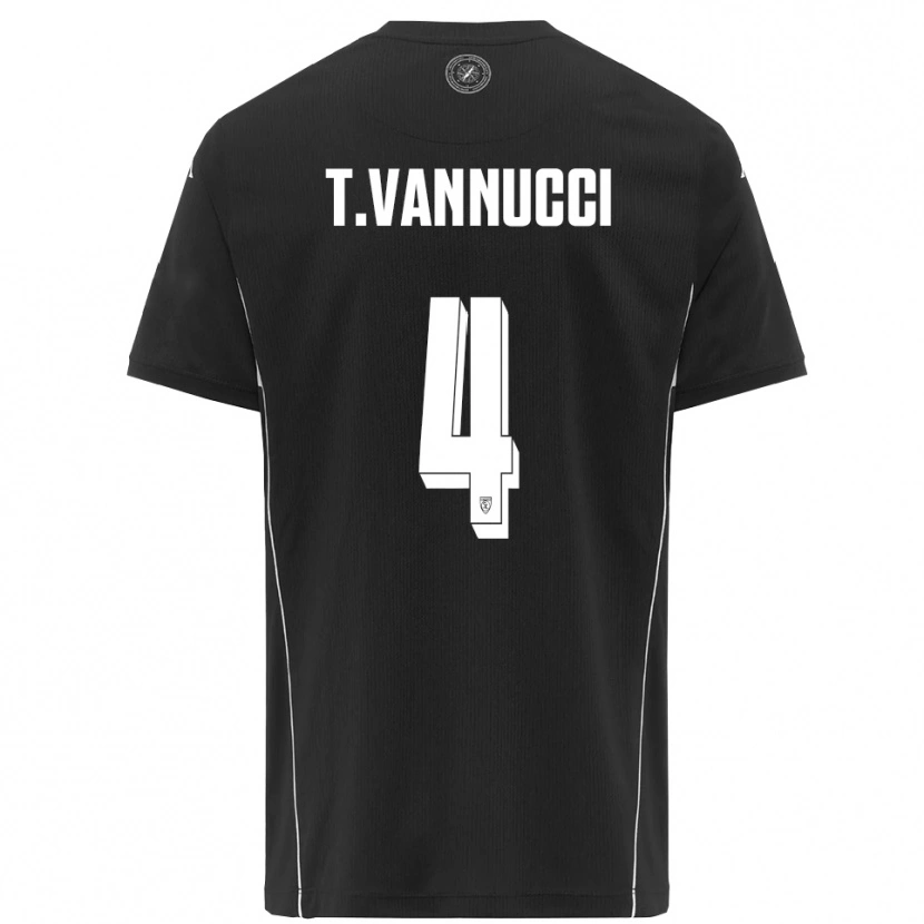 Danxen Bambino Maglia Tommaso Vannucci #4 Nero Bianco Kit Gara Away 2025/26 Maglietta