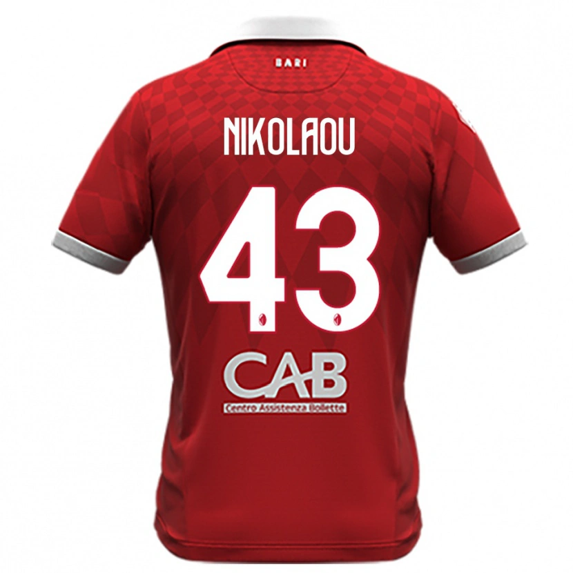 Danxen Bambino Maglia Dimitrios Nikolaou #43 Rosso Bianco Kit Gara Away 2025/26 Maglietta