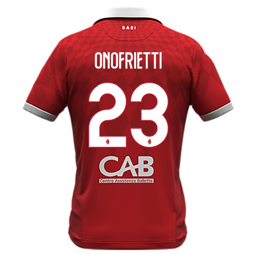 Danxen Bambino Maglia Vincenzo Onofrietti #23 Rosso Bianco Kit Gara Away 2025/26 Maglietta