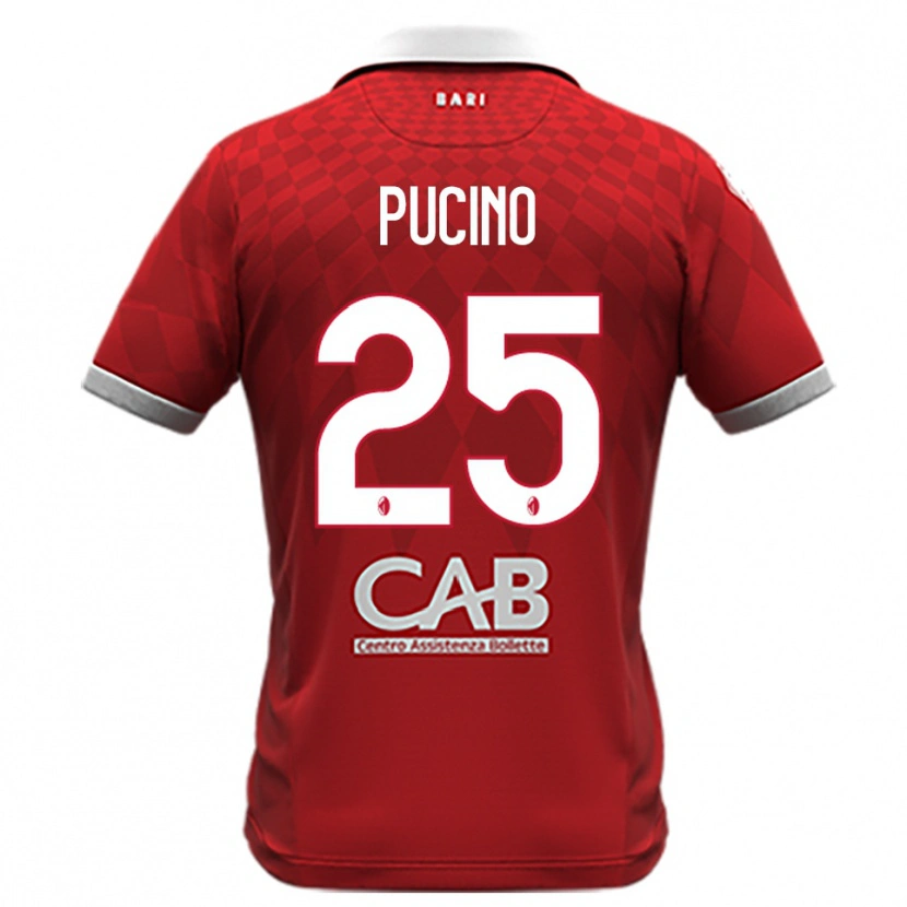 Danxen Bambino Maglia Raffaele Pucino #25 Rosso Bianco Kit Gara Away 2025/26 Maglietta