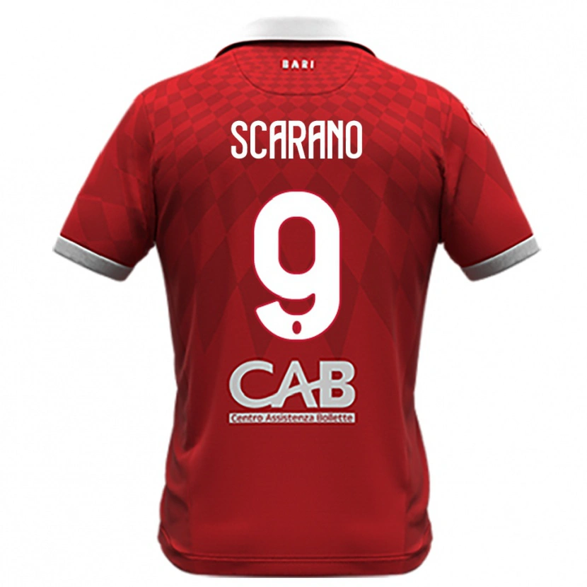 Danxen Bambino Maglia Giuseppe Scarano #9 Rosso Bianco Kit Gara Away 2025/26 Maglietta
