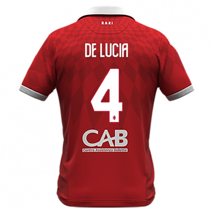Danxen Bambino Maglia Mattia De Lucia #4 Rosso Bianco Kit Gara Away 2025/26 Maglietta