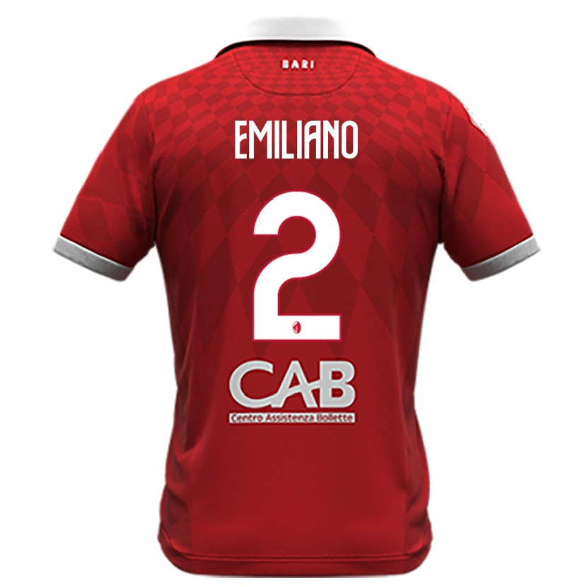 Danxen Bambino Maglia Gianmarco Emiliano #2 Rosso Bianco Kit Gara Away 2025/26 Maglietta