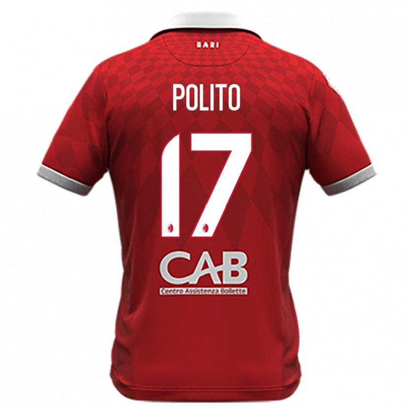 Danxen Bambino Maglia Fabio Polito #17 Rosso Bianco Kit Gara Away 2025/26 Maglietta