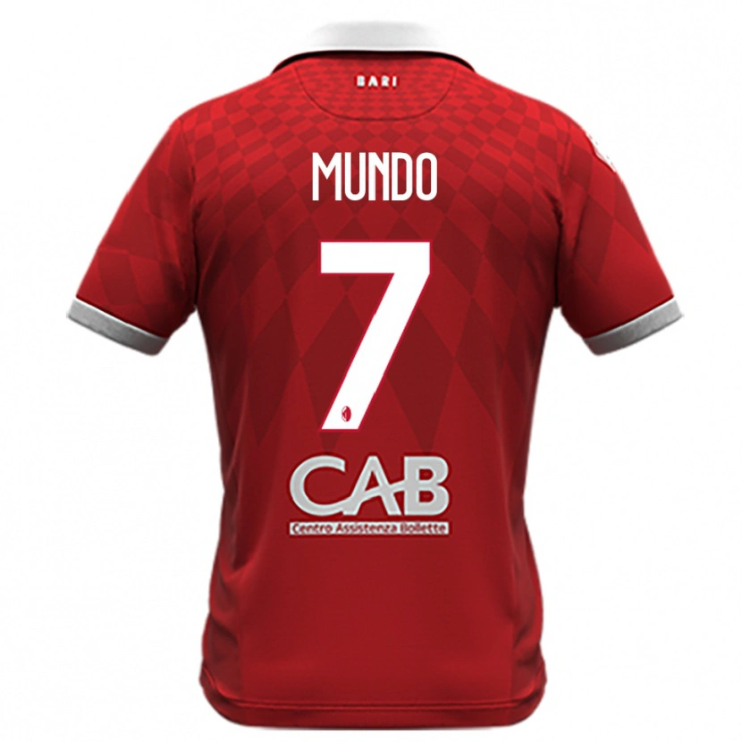 Danxen Bambino Maglia Nicolò Mundo #7 Rosso Bianco Kit Gara Away 2025/26 Maglietta