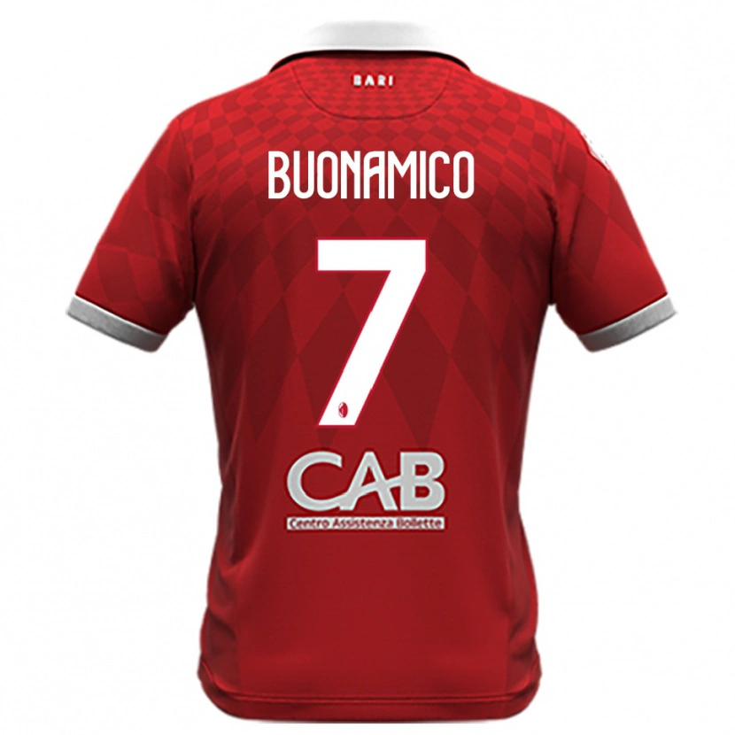 Danxen Bambino Maglia Alessandro Buonamico #7 Rosso Bianco Kit Gara Away 2025/26 Maglietta
