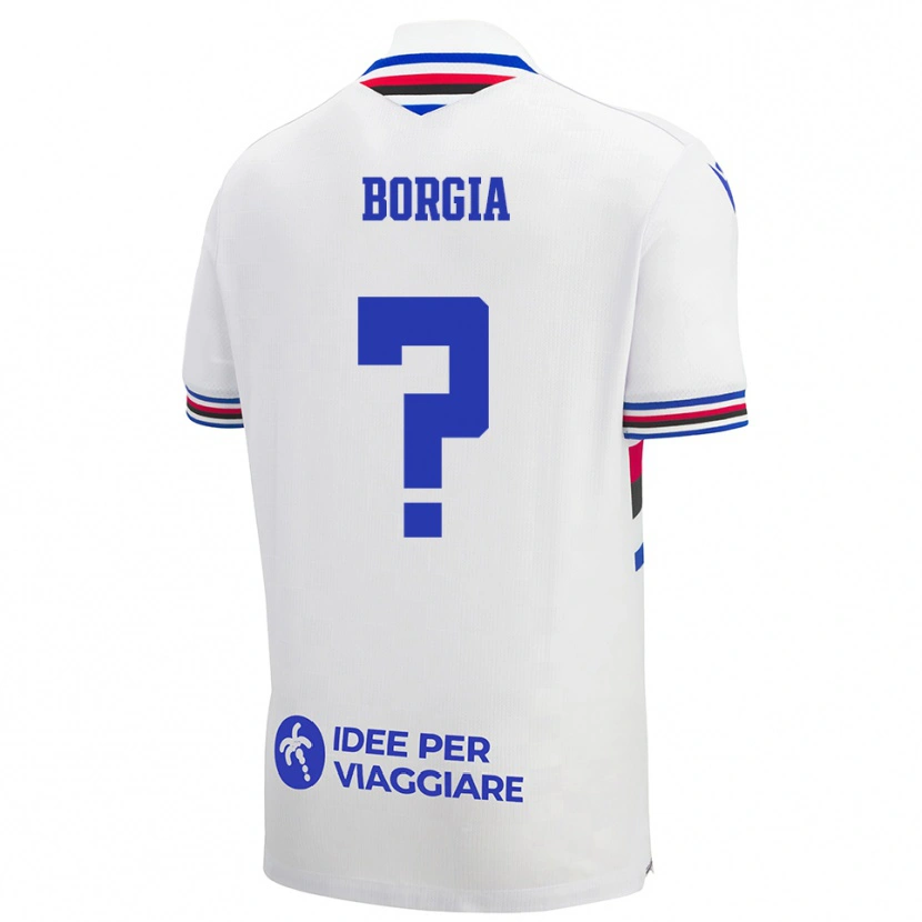 Danxen Bambino Maglia Francesco Borgia #0 Bianco Blu Rosso Kit Gara Away 2025/26 Maglietta