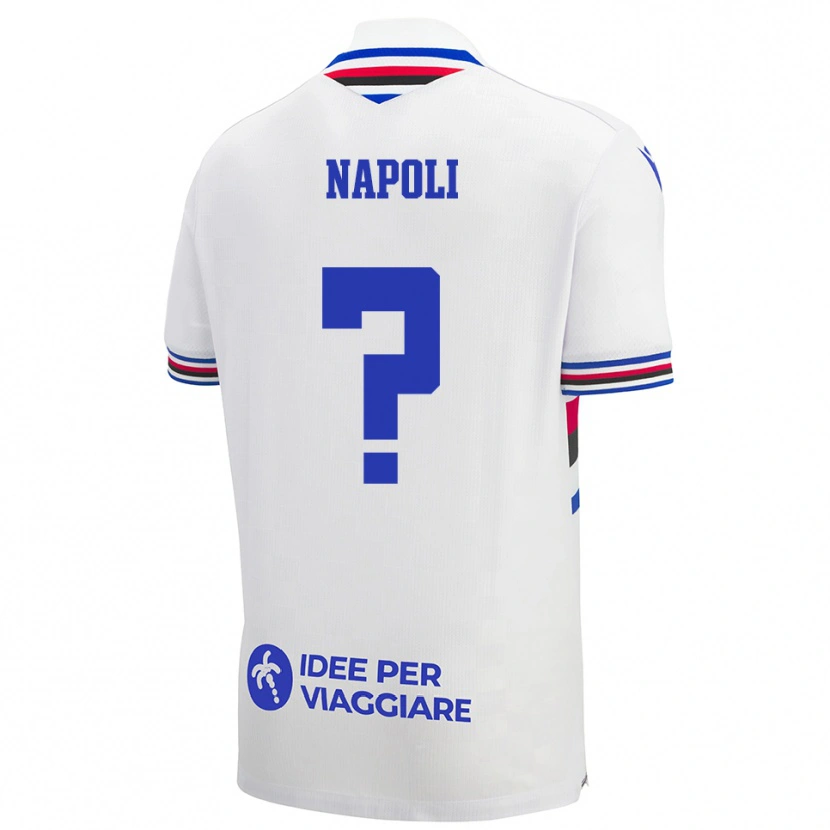 Danxen Bambino Maglia Pietro Napoli #0 Bianco Blu Rosso Kit Gara Away 2025/26 Maglietta
