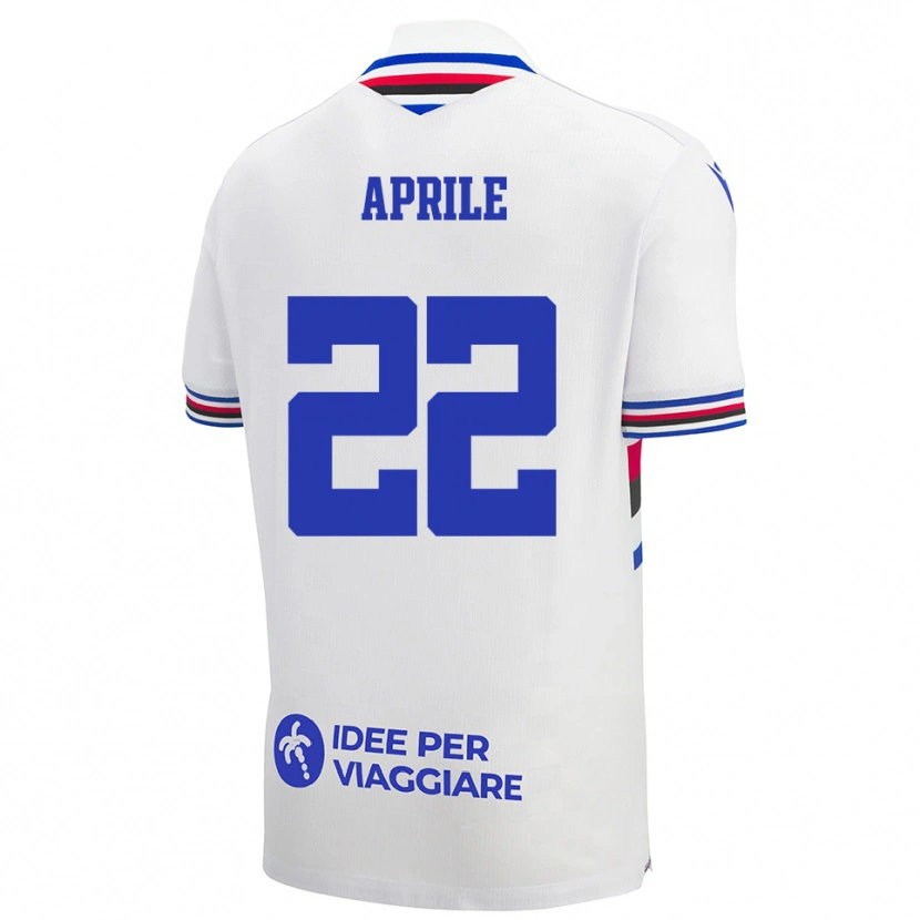Danxen Bambino Maglia Roberta Aprile #22 Bianco Blu Rosso Kit Gara Away 2025/26 Maglietta