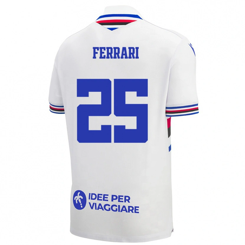 Danxen Bambino Maglia Alex Ferrari #25 Bianco Blu Rosso Kit Gara Away 2025/26 Maglietta