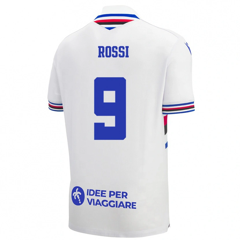 Danxen Bambino Maglia Allegra Rossi #9 Bianco Blu Rosso Kit Gara Away 2025/26 Maglietta