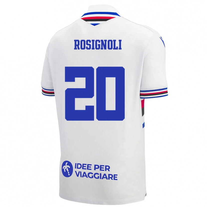 Danxen Bambino Maglia Syria Rosignoli #20 Bianco Blu Rosso Kit Gara Away 2025/26 Maglietta