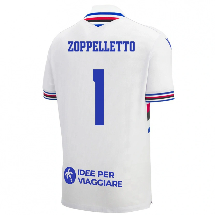 Danxen Bambino Maglia David Zoppelletto #1 Bianco Blu Rosso Kit Gara Away 2025/26 Maglietta