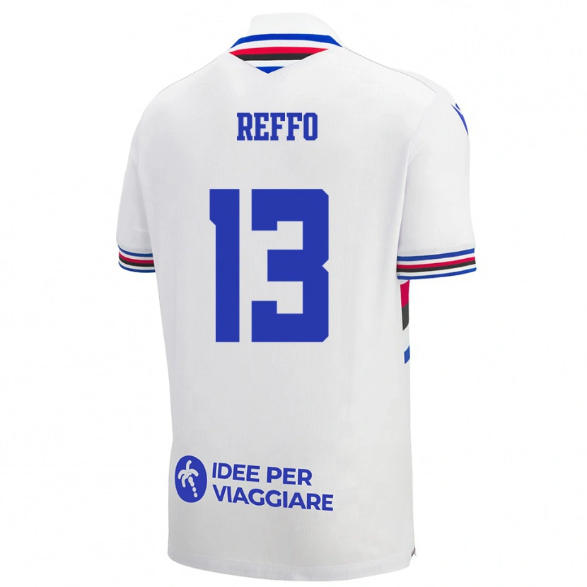 Danxen Bambino Maglia Mario Reffo #13 Bianco Blu Rosso Kit Gara Away 2025/26 Maglietta