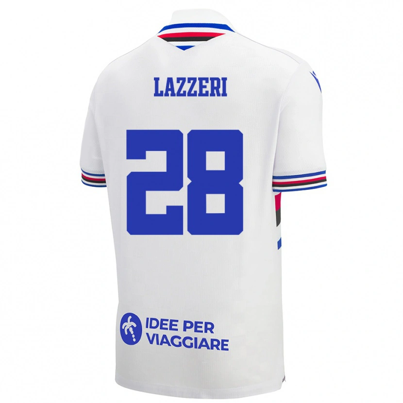 Danxen Bambino Maglia Nicole Lazzeri #28 Bianco Blu Rosso Kit Gara Away 2025/26 Maglietta