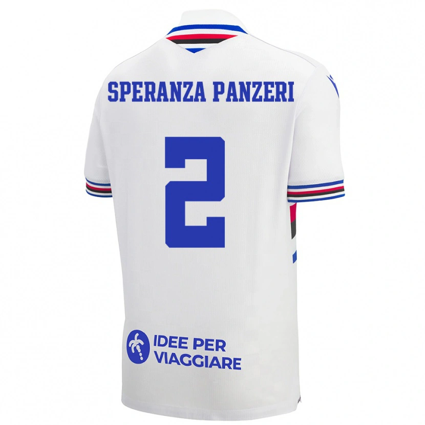 Danxen Bambino Maglia Vanessa Speranza Panzeri #2 Bianco Blu Rosso Kit Gara Away 2025/26 Maglietta