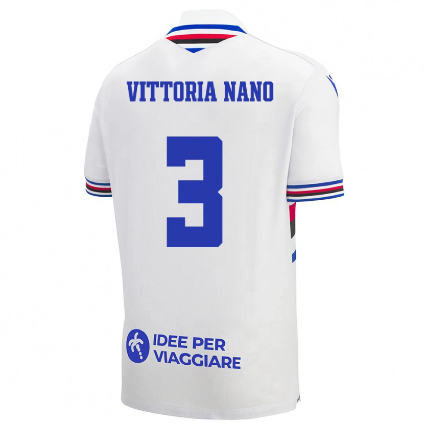 Danxen Bambino Maglia Maria Vittoria Nano #3 Bianco Blu Rosso Kit Gara Away 2025/26 Maglietta