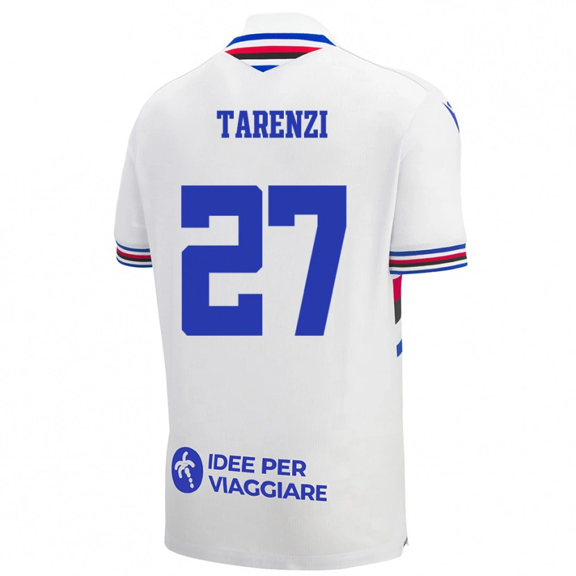 Danxen Bambino Maglia Stefania Tarenzi #27 Bianco Blu Rosso Kit Gara Away 2025/26 Maglietta
