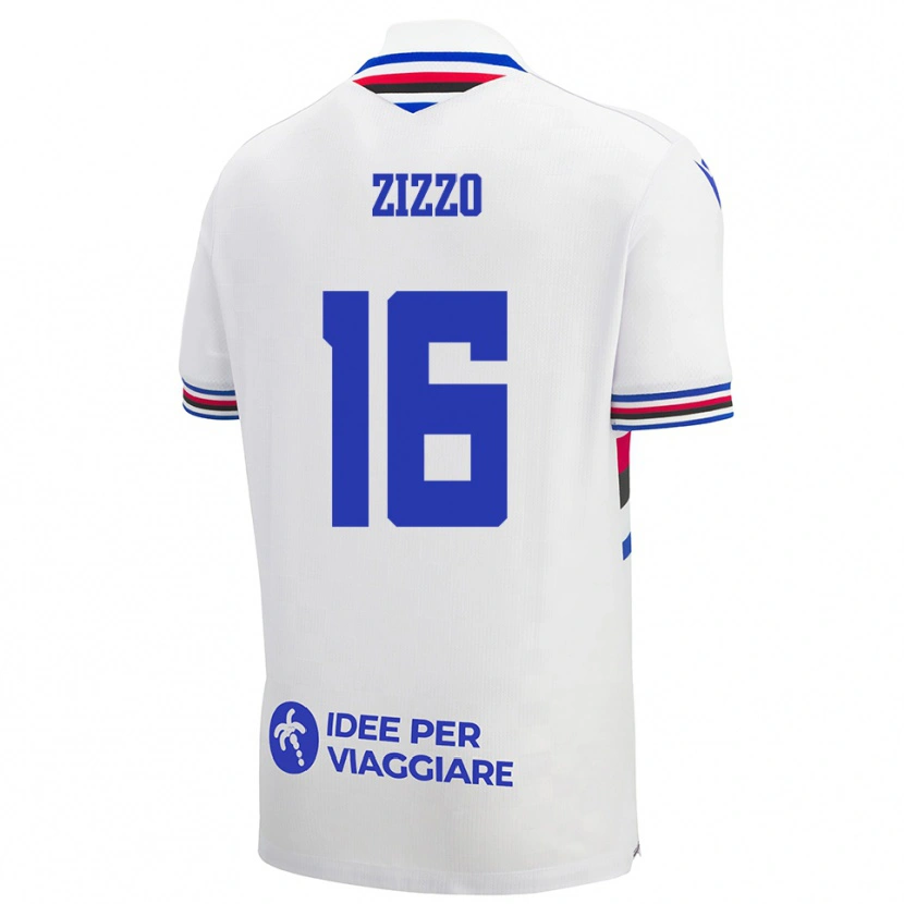 Danxen Bambino Maglia Vincenzo Zizzo #16 Bianco Blu Rosso Kit Gara Away 2025/26 Maglietta