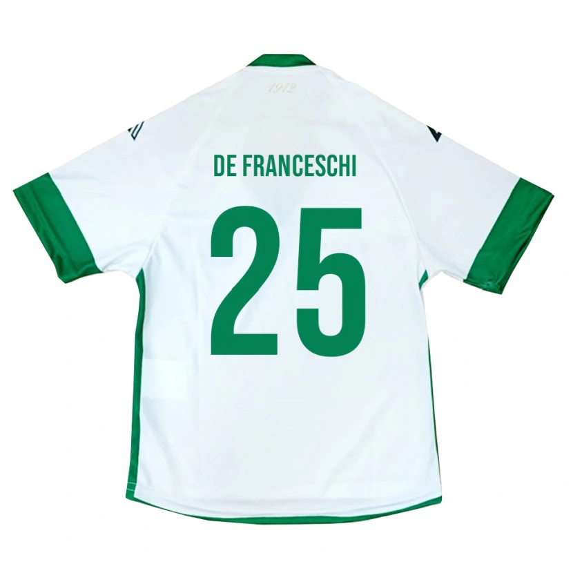 Danxen Bambino Maglia Edoardo De Franceschi #25 Bianco Verde Blu Kit Gara Away 2025/26 Maglietta
