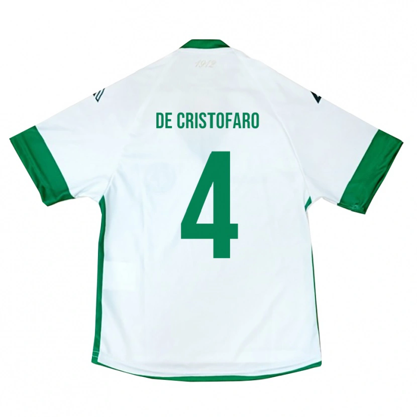 Danxen Bambino Maglia Antonio De Cristofaro #4 Bianco Verde Blu Kit Gara Away 2025/26 Maglietta