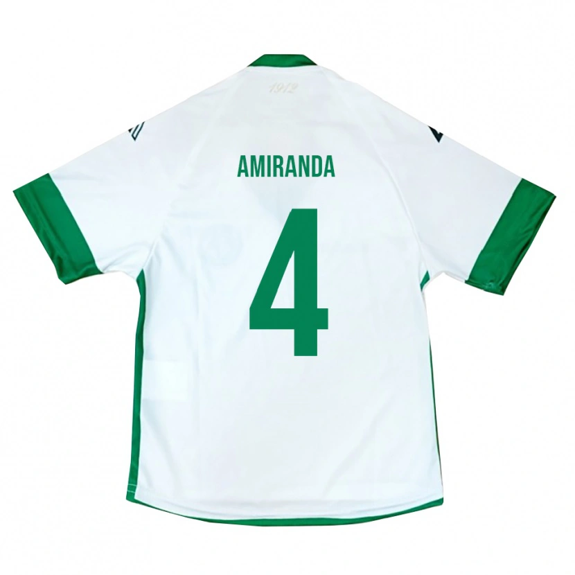 Danxen Bambino Maglia Francesco Amiranda #4 Bianco Verde Blu Kit Gara Away 2025/26 Maglietta