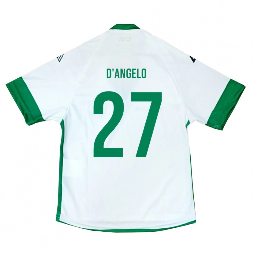 Danxen Bambino Maglia Sonny D'angelo #27 Bianco Verde Blu Kit Gara Away 2025/26 Maglietta
