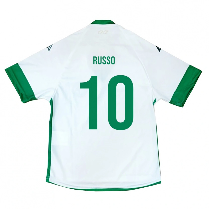 Danxen Bambino Maglia Raffaele Russo #10 Bianco Verde Blu Kit Gara Away 2025/26 Maglietta