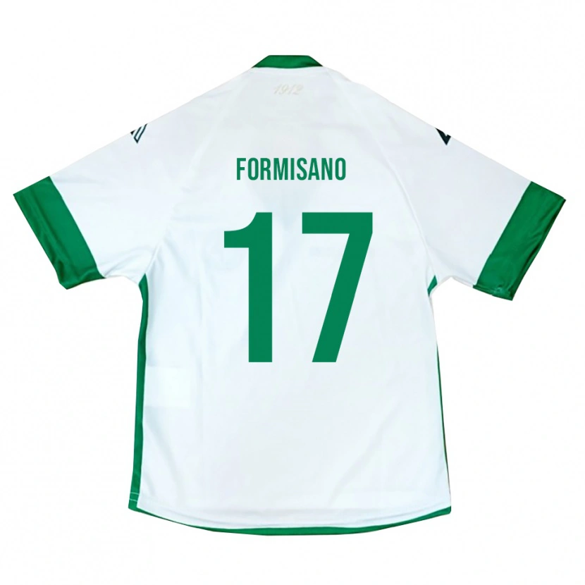 Danxen Bambino Maglia Pasquale Formisano #17 Bianco Verde Blu Kit Gara Away 2025/26 Maglietta