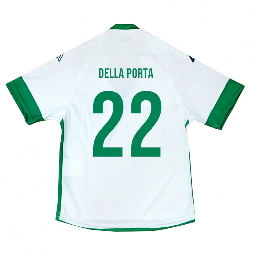 Danxen Bambino Maglia Simone Della Porta #22 Bianco Verde Blu Kit Gara Away 2025/26 Maglietta