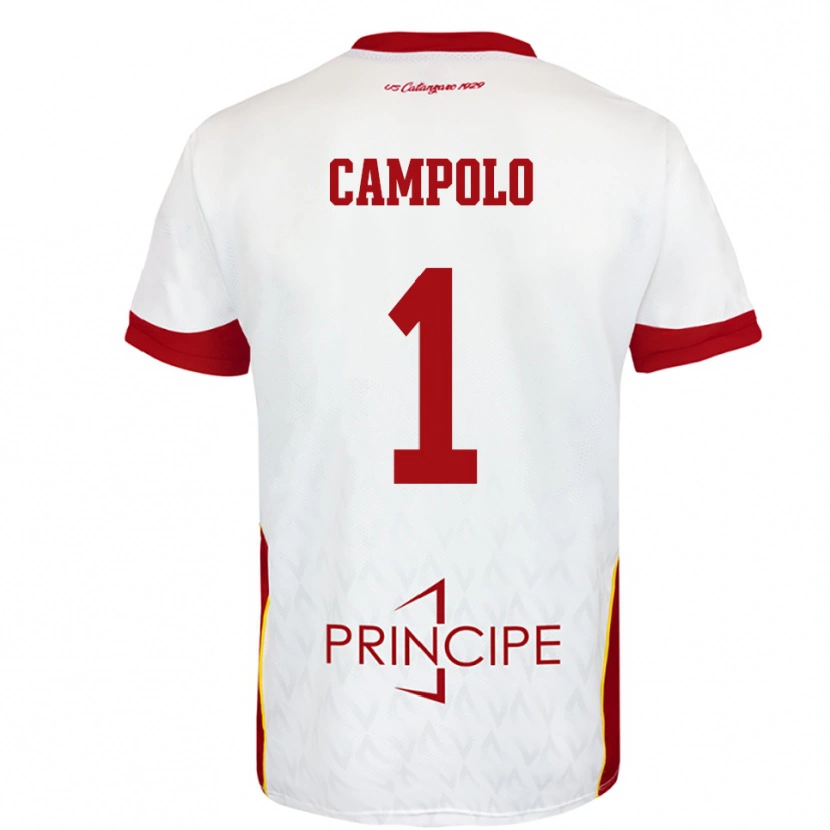 Danxen Bambino Maglia Alessandro Campolo #1 Bianco Rosso Kit Gara Away 2025/26 Maglietta