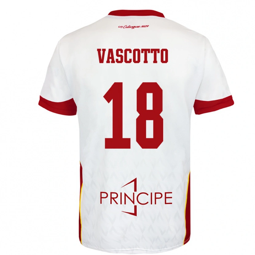Danxen Bambino Maglia Edoardo Vascotto #18 Bianco Rosso Kit Gara Away 2025/26 Maglietta