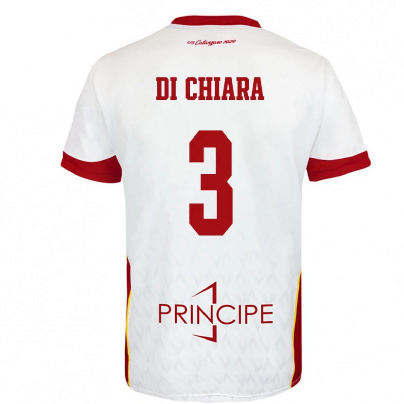 Danxen Bambino Maglia Gianluca Di Chiara #3 Bianco Rosso Kit Gara Away 2025/26 Maglietta
