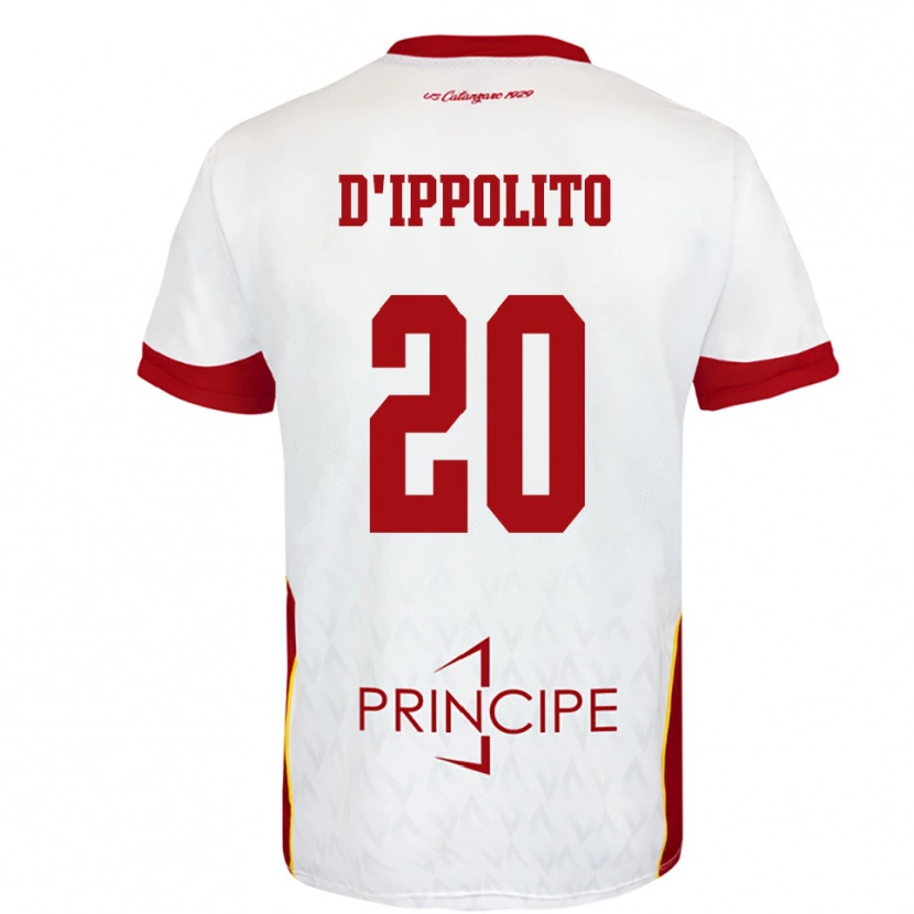 Danxen Bambino Maglia Nicola D'ippolito #20 Bianco Rosso Kit Gara Away 2025/26 Maglietta