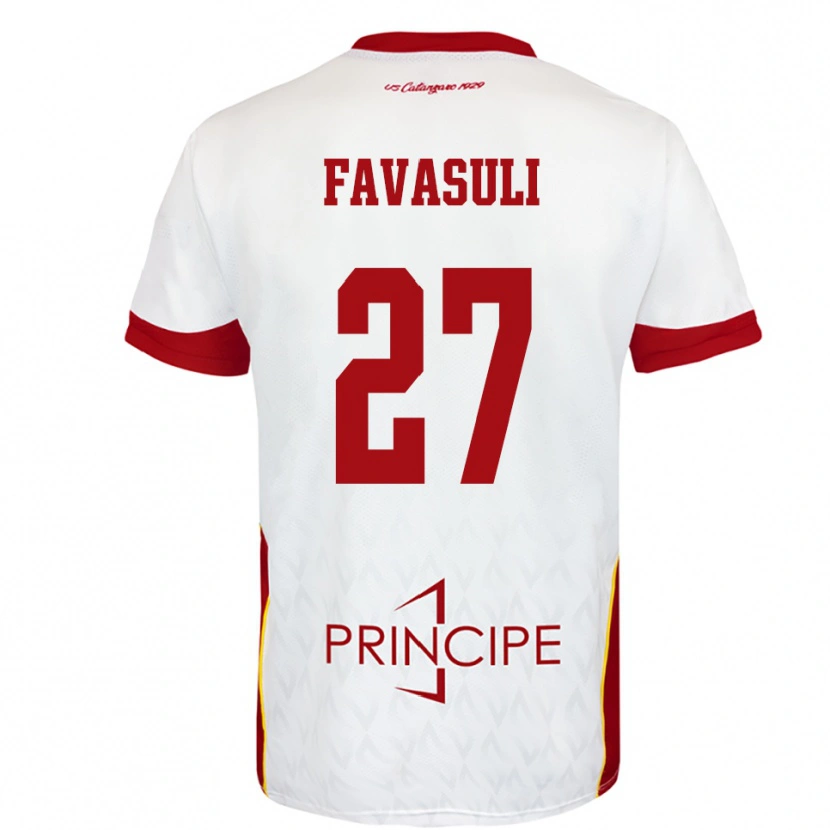 Danxen Bambino Maglia Costantino Favasuli #27 Bianco Rosso Kit Gara Away 2025/26 Maglietta