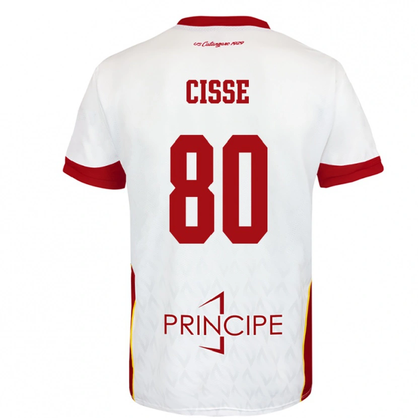 Danxen Bambino Maglia Alphadjo Cissè #80 Bianco Rosso Kit Gara Away 2025/26 Maglietta