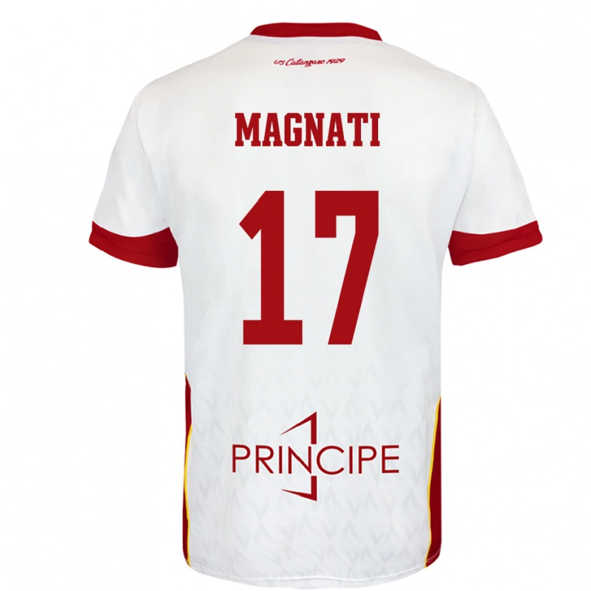 Danxen Bambino Maglia Francesco Magnati #17 Bianco Rosso Kit Gara Away 2025/26 Maglietta